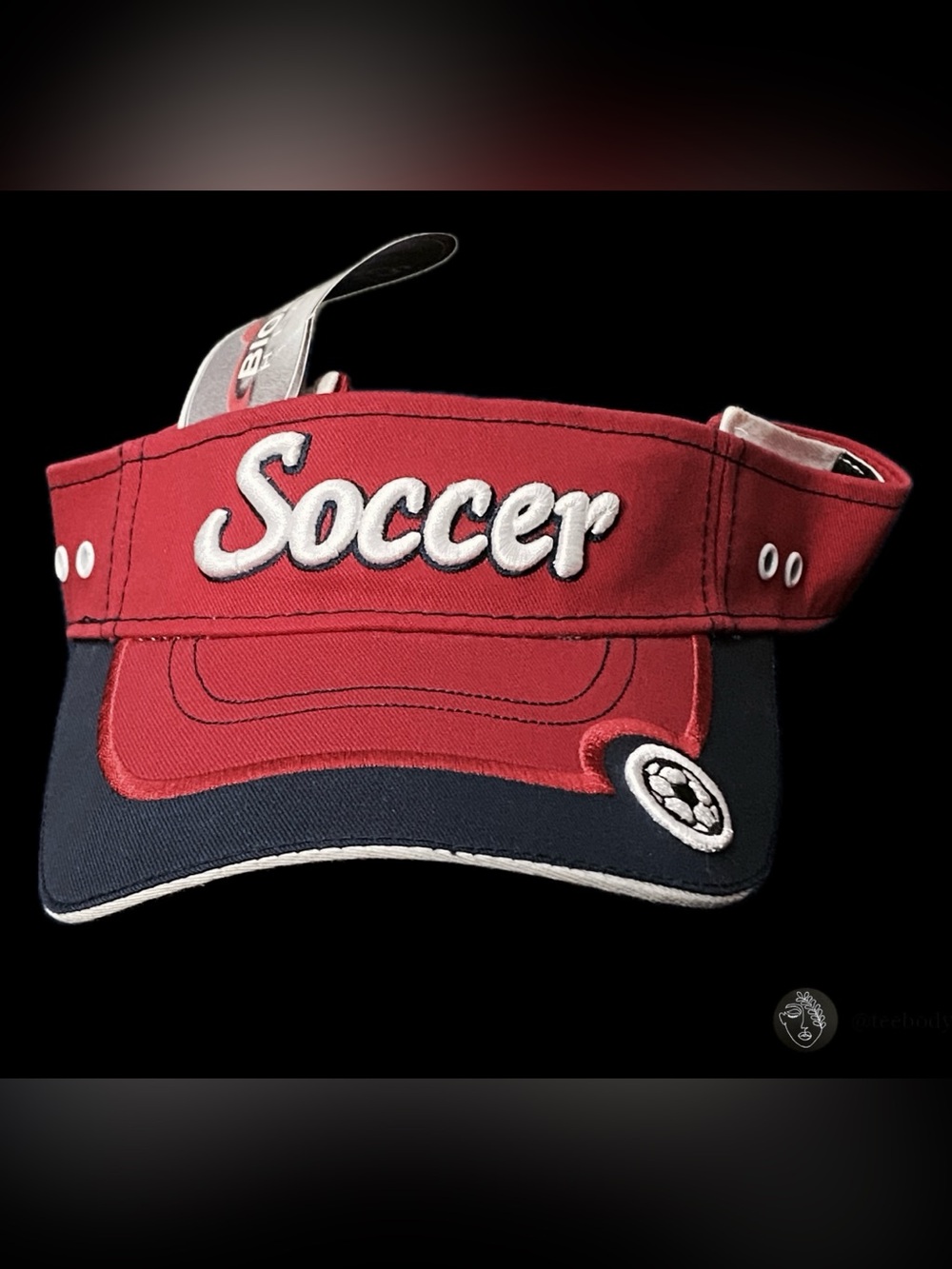 VTG Y2K Bio-Domes Headgear Soccer Embroidered Sun Visor Hat NWT Red Blue